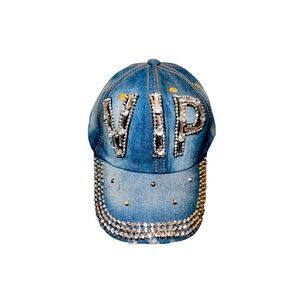 Wrn1X VIP rhinestone bling denim hat women’s diva cap size OS
